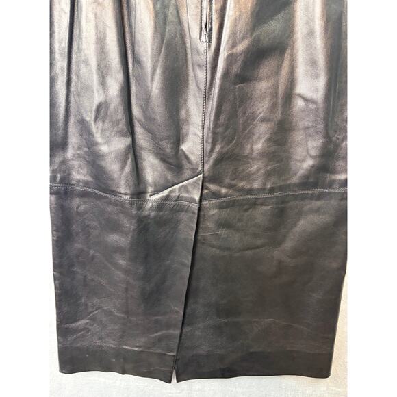 Michael Kors Leather Midi Skirt • Black • Size 6 - Picture 6 of 8
